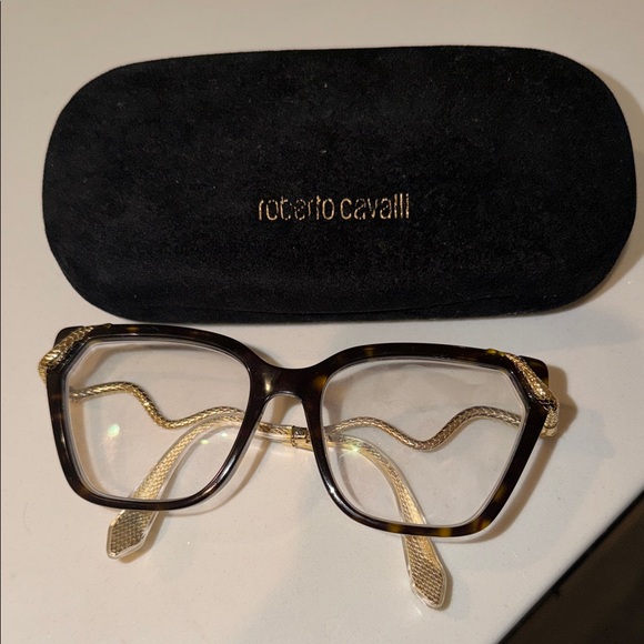 Roberto Cavalli Black and Gold Geometric Eyeglasses - Picture 4 of 9